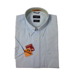 Dockers Shirt Men's Medium Short Sleeve Button Up Light Blue Stain Defense